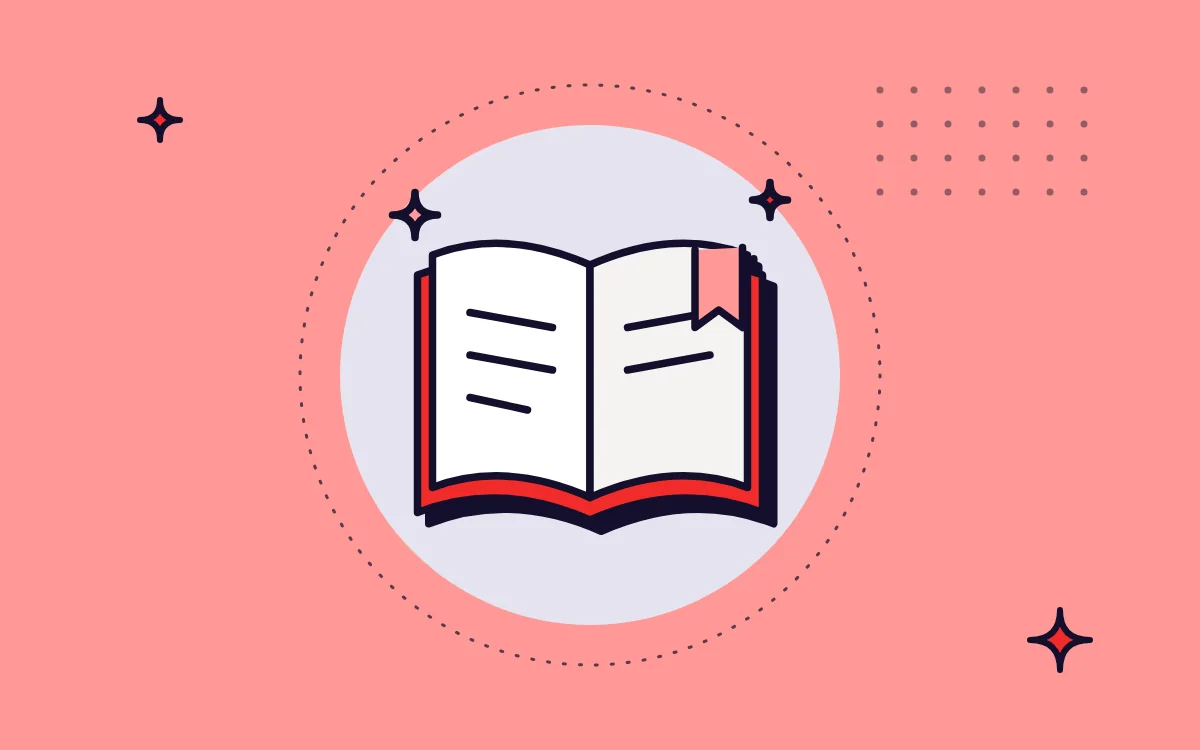 Ilustração de livro aberto, representando um guia de escolha