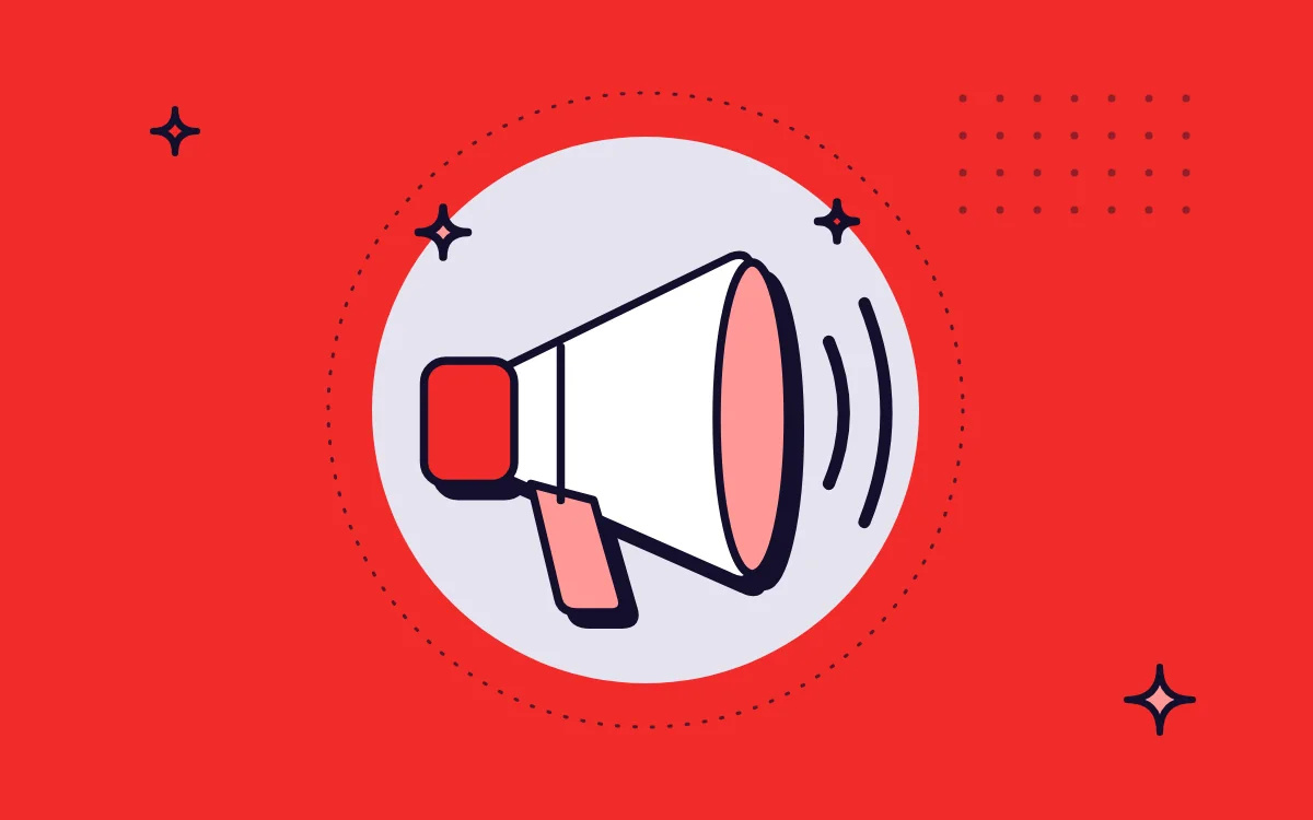 Ilustração de megafone, representando alcance e conteúdo