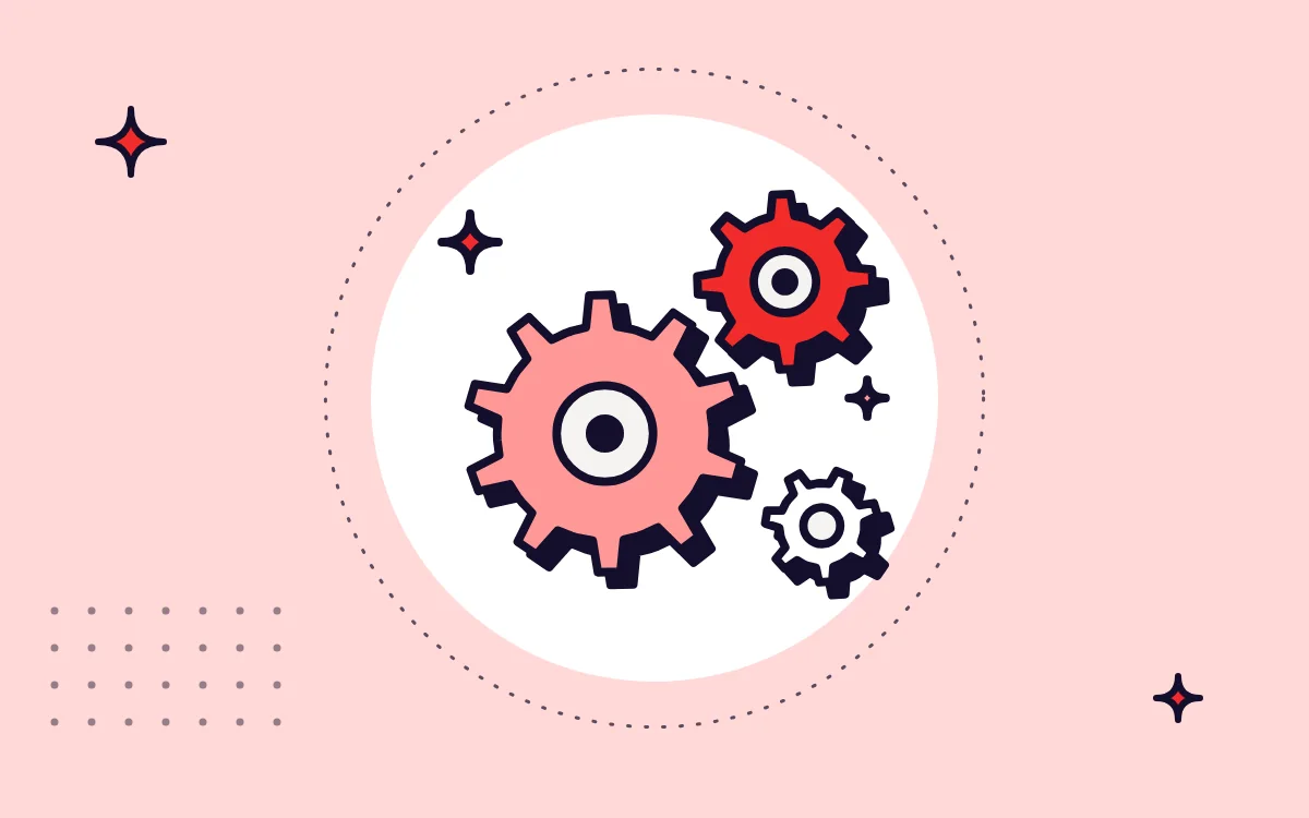 Ilustração de engrenagens, representando automação de tarefas